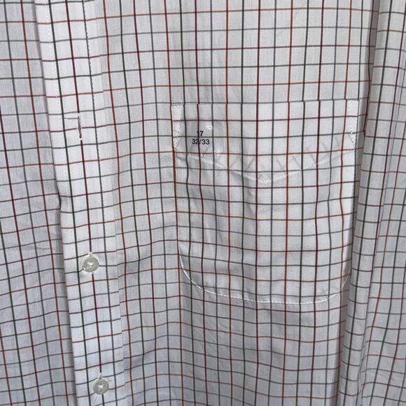 Club Room Men's Window Plaid Dress Shirt, White/red/green 17 32/33 $60 - Picture 5 of 6